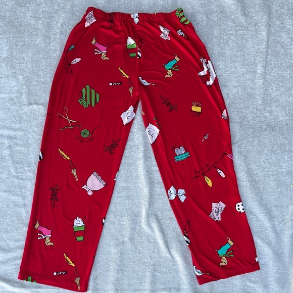 Kate Spade Winter Red Pajamas Button up Top and Bottom Buttery Soft - Picture 7 of 11